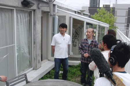 ベランダガーデニングのロケ 店長のテレビ出演 ロケ現場